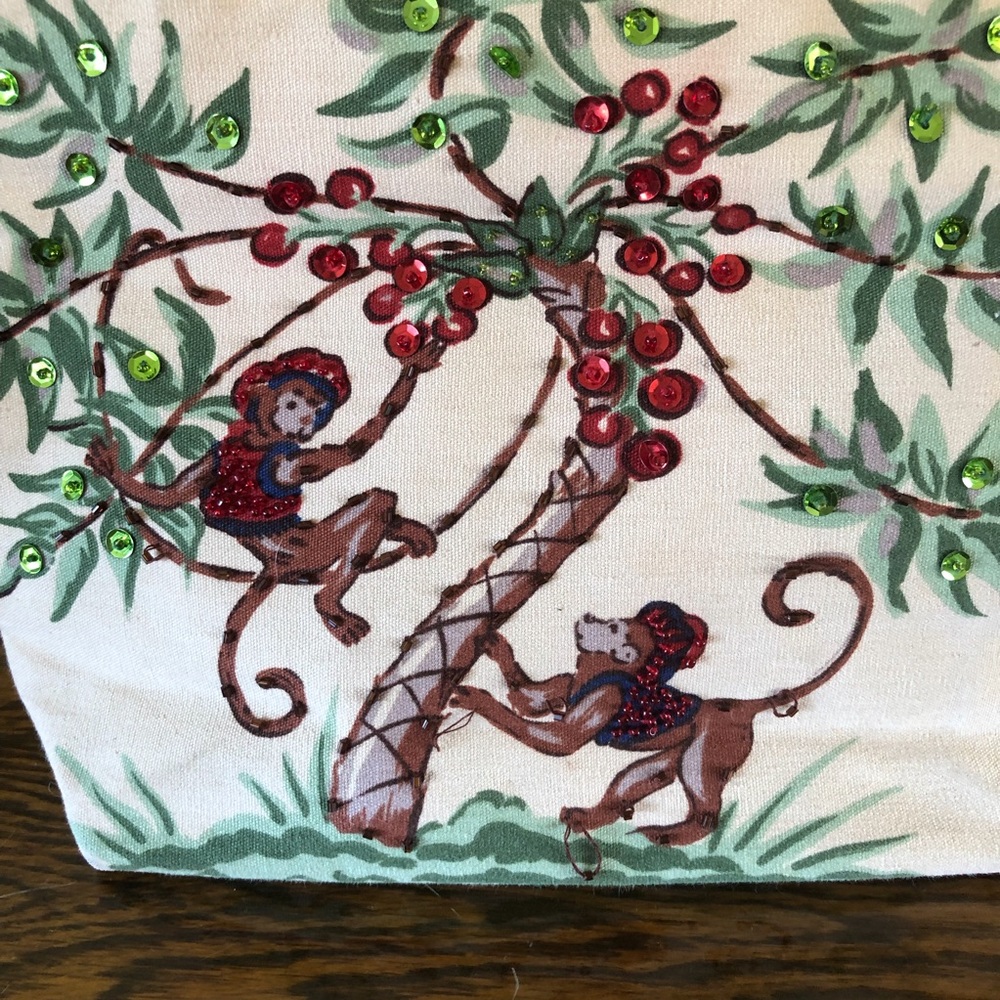 Sequined Painted Detail Monkey Cute Purse Bag View 2